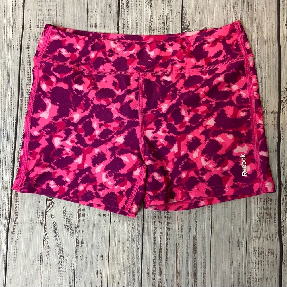 Reebok Pink Cheetah Print Bike Shorts.  Size Girls Large.